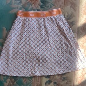 PXG Women's A-Line Skirt with Orange and White Pattern